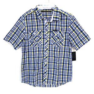 Sean John Plaid Short Sleeve Button Down Shirt
